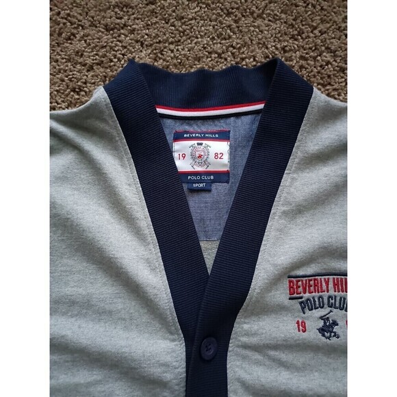 Beverly Hills Polo Club Cardigan Sweater Men's Size XL Embroidered Pockets Long - Picture 2 of 13